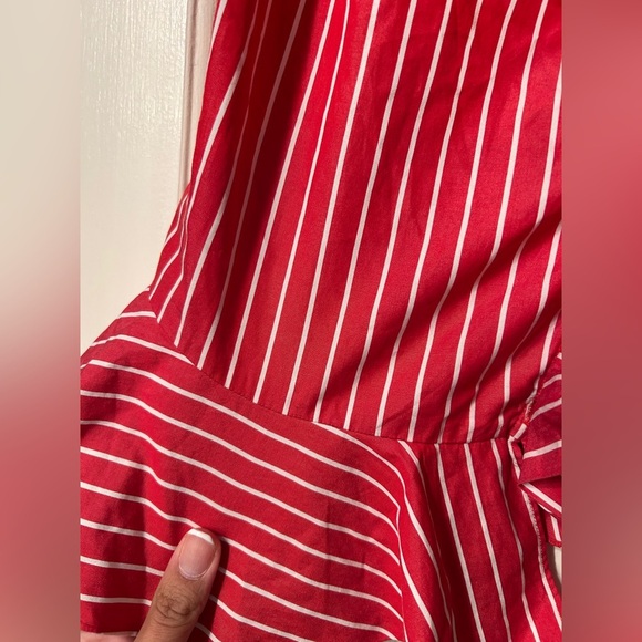 Lauren Ralph Lauren Red blouse 100% Cotton Red Striped Summer Top - Picture 4 of 8